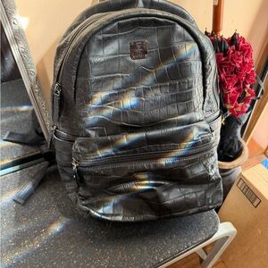 MCM Croc Leather Backpack